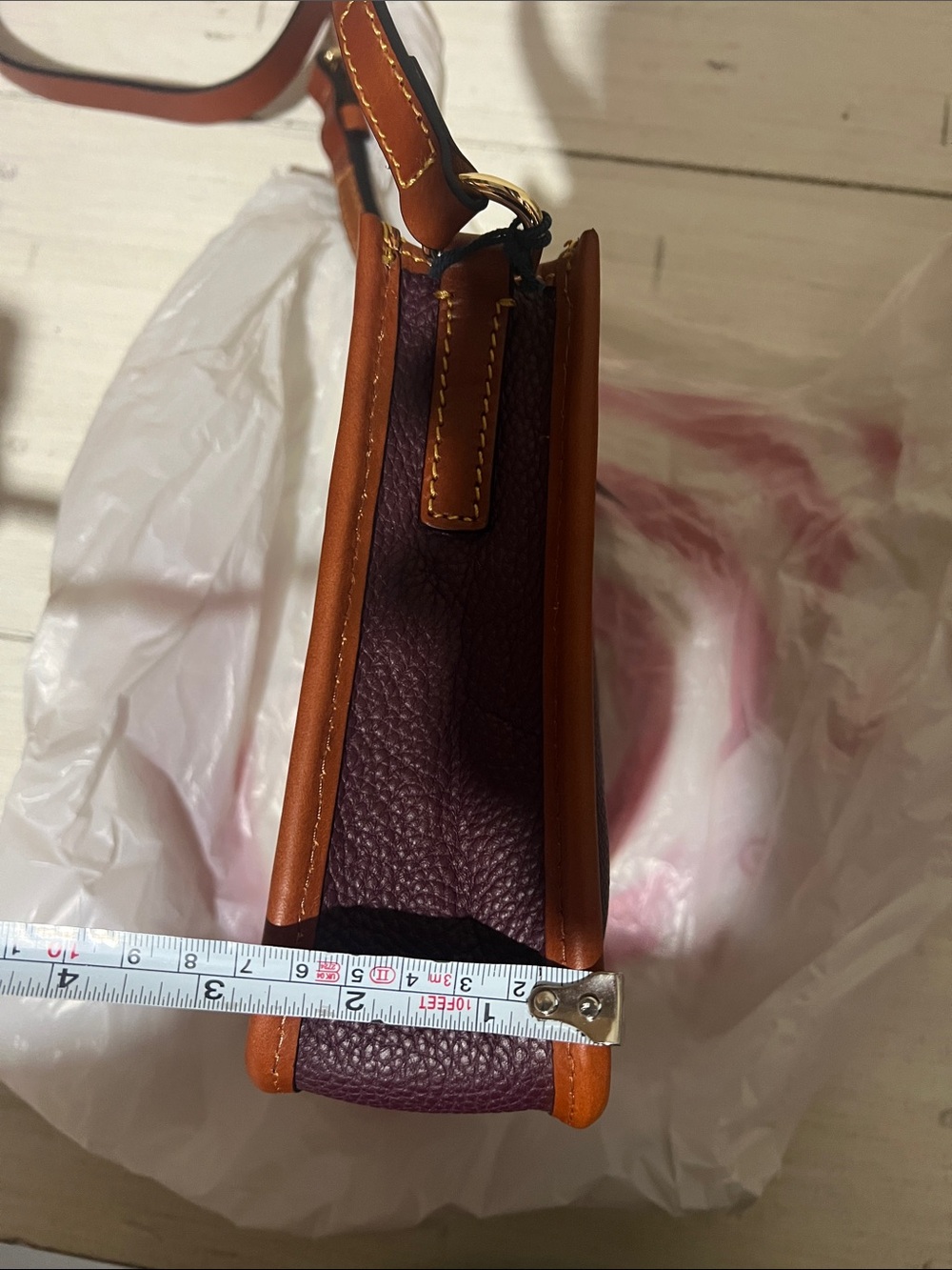 Dooney & Bourke Leather Heritage Duck Mini Messenger Crossbody in Bordeaux - Picture 8 of 8